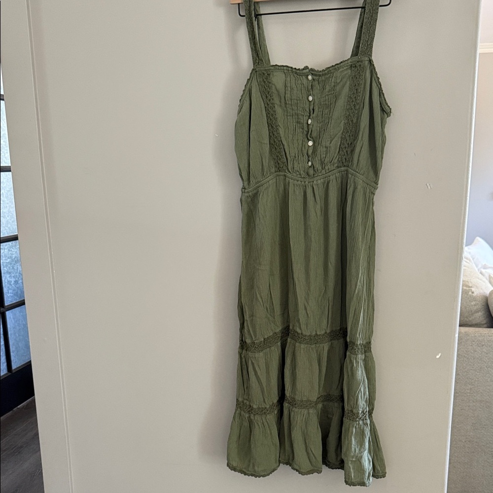 Aerie Sage Green Lace Midi Dress